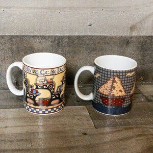 LANG AND WISE COLLECTOR MUGS 1998 EKB2 SW12 COFFEE CUP SET 12 OZ VINTAGE KITCHEN